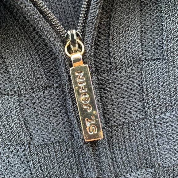 St John Sport Cardigan Jacket Womens M Textured Santana Full Zip Quiet Luxury - Picture 6 of 16